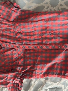 H&M Red and Blue Checked Casual Button-Down Shirt